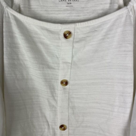 Lane Bryant 26/28 4X Women's White Top Short Sleeve Cotton Button Detail NWT - Picture 3 of 8